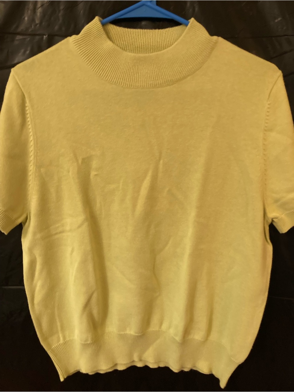 Allison Daley Petite Short-Sleeve Mock Neck Sweater in Light Lime